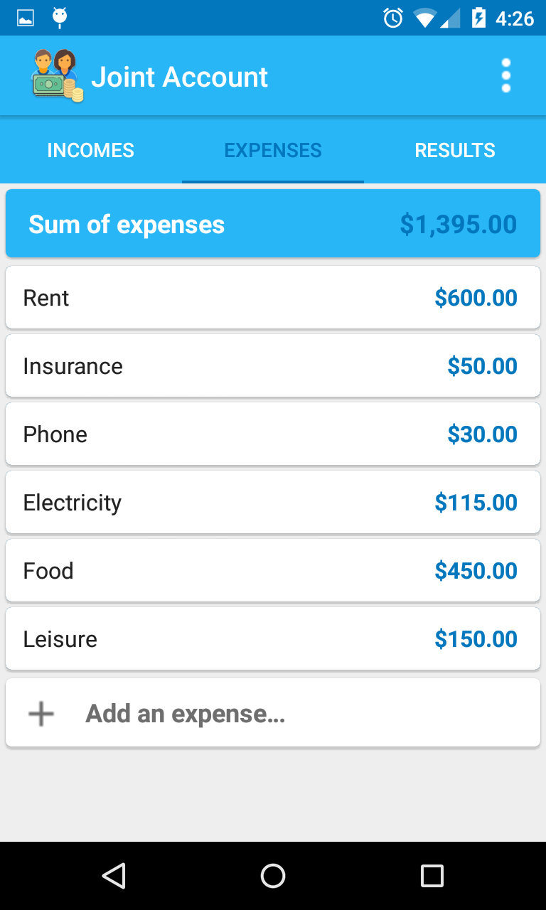 2- Enter your expenses